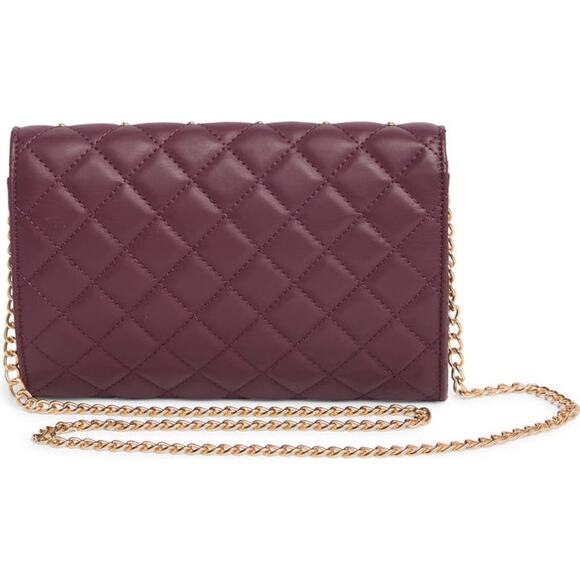 BADGLEY MISCHKA Plum Diamond Quilt Convertible Envelope Crossbody Bag $129 NEW - Picture 3 of 16